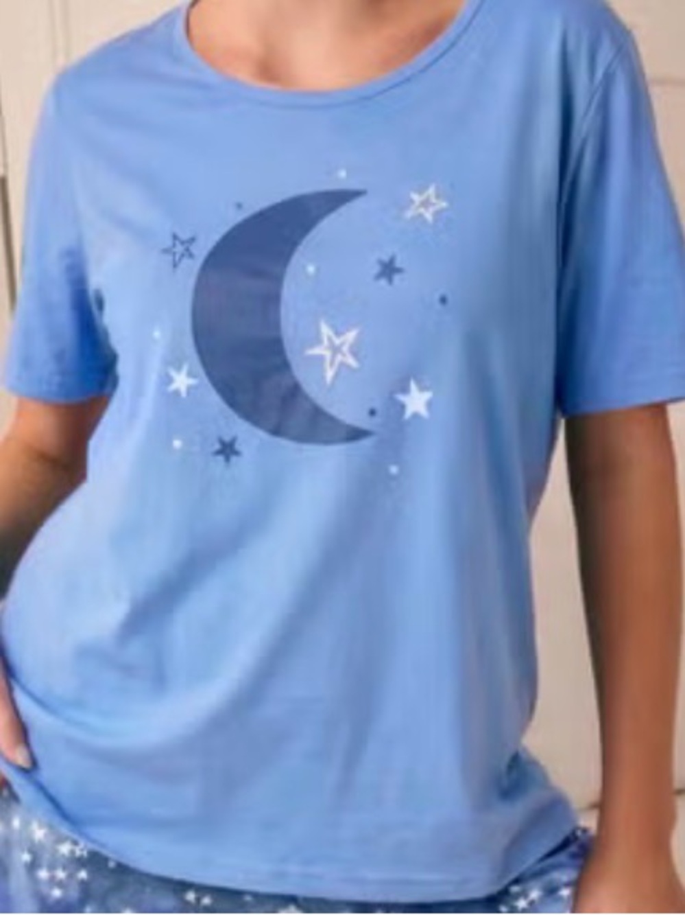 Blue Moon & Stars Graphic Tee top only cotton dreams and co 2x plus